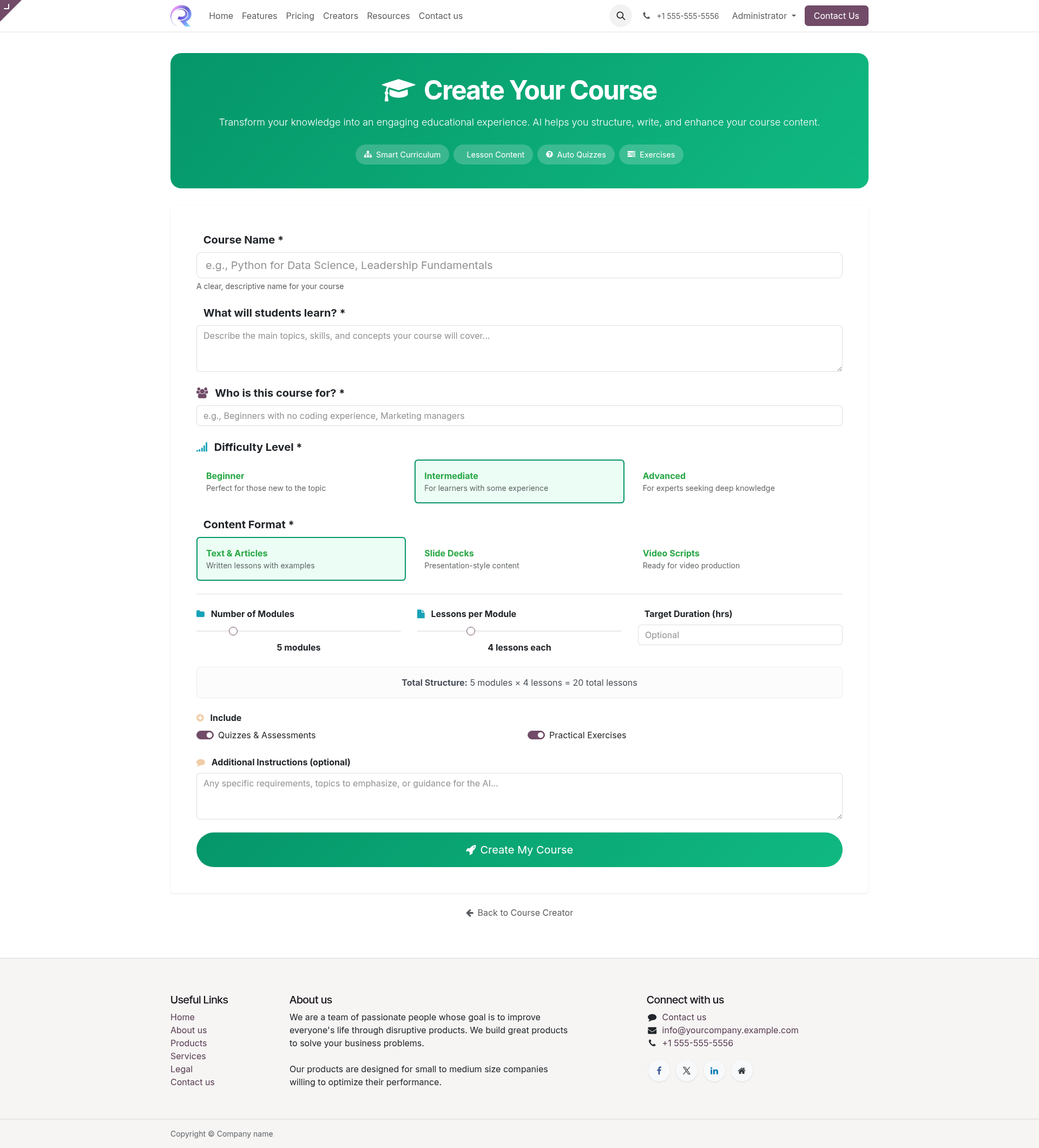 Course Creation Wizard