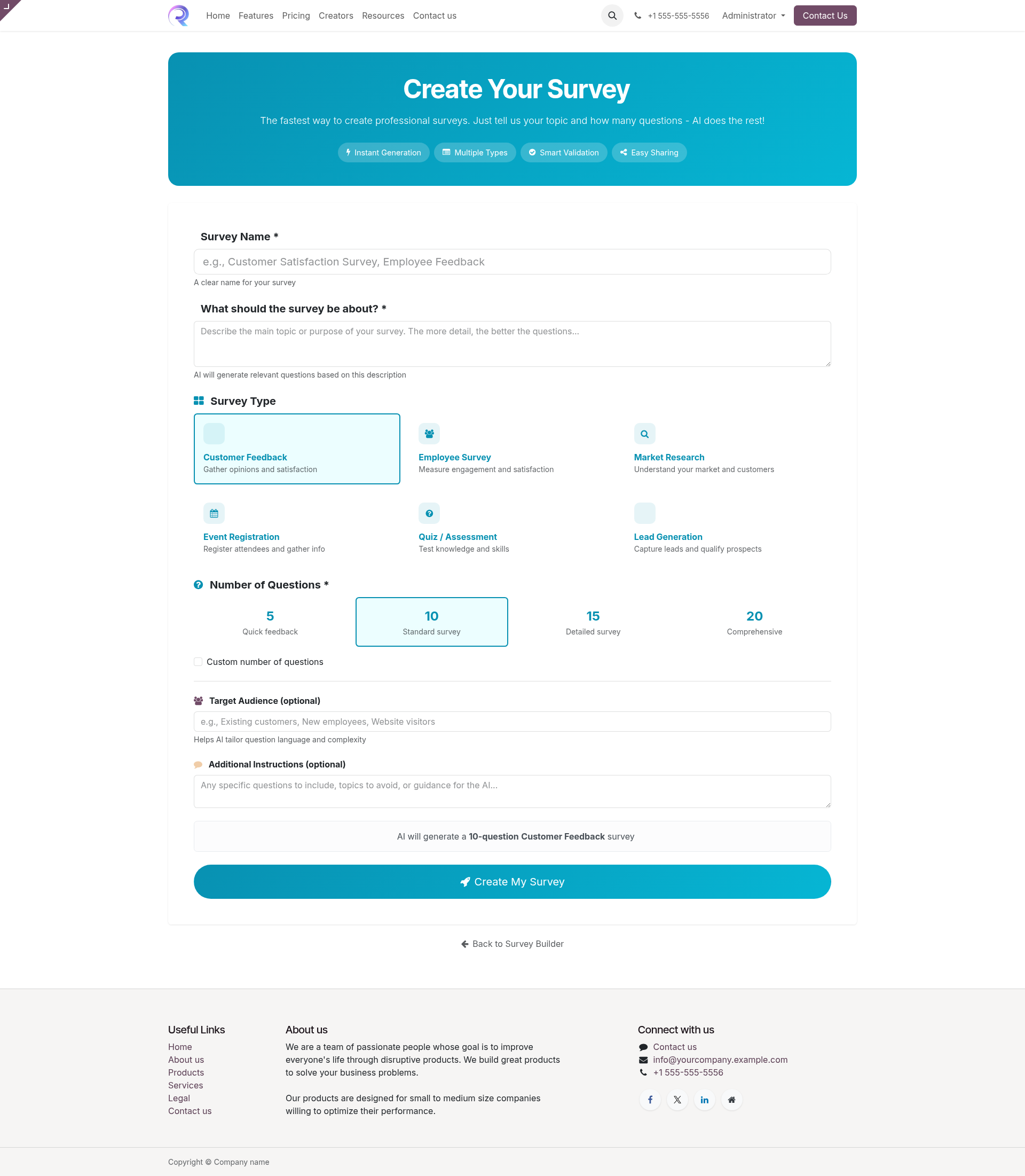 Survey Creation Wizard